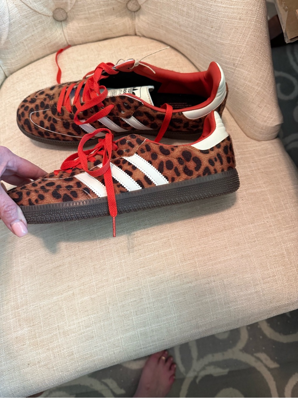 adidas Women’s Leopard Print Sneakers with Red Laces - Picture 5 of 5